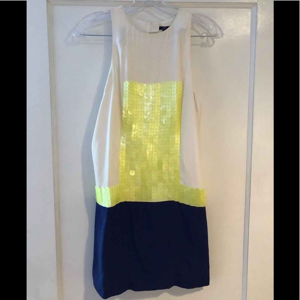 Tibi Color Block Dress With Yellow Sequin Details - image 1